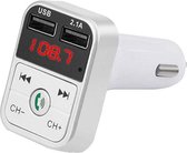 Auto FM Transmitter Bluetooth Zilver - Draadloze Carkit - MP3 Speler - 2 USB Poorten en Micro SD slot- Car FM Transmitter  - Handsfree Bellen