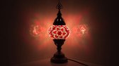 Mozaïek Lamp - Oosterse Lamp - Turkse Lamp - Tafellamp - Marokkaanse Lamp - Ø 15 cm - Hoogte 34 cm - Handgemaakt - Authentiek - Rood & Wit