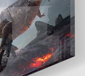 Dinosaurus T-Rex screamer volcano - Foto op Plexiglas - 90 x 60 cm