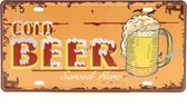 Wandbord – Mancave – Cold Beer bord – Vintage - Retro -  Wanddecoratie – Reclame bord – Restaurant – Kroeg - Bar – Cafe - Horeca – Metal Sign - Bier – Bier liefhebber - 15x30cm
