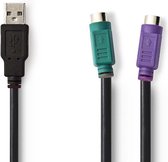 Cablexpert Premium USB-A naar 2x Mini DIN 6-pins PS/2 adapter met drivers / zwart - 0,30 meter