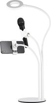 DELTACO ARM-280 3-in- één Selfie Ringlamp voor smartphone - Met microfoonhouder - Wit