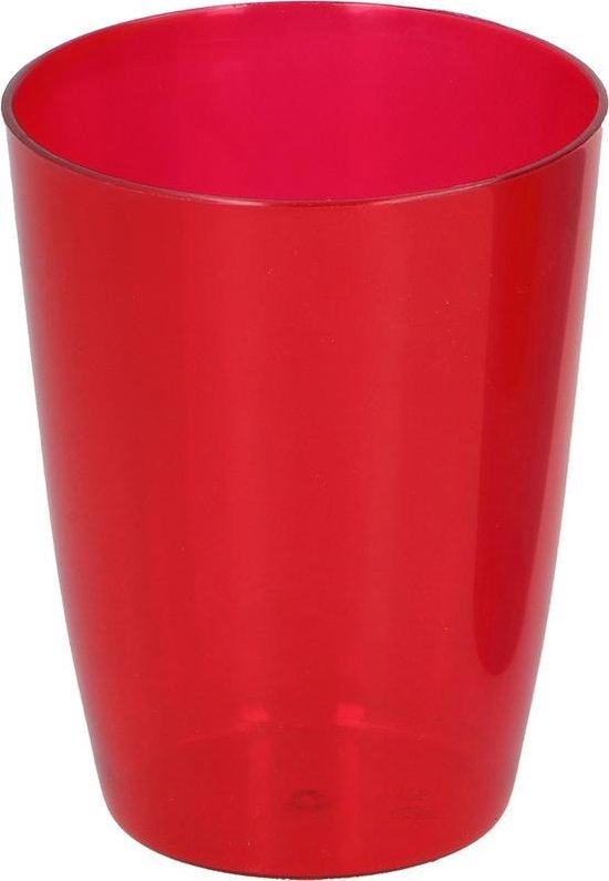 Set van 4x stuks rode plastic drinkbekers 450 ml - Herbruikbaar kunststof  servies rood... | bol.com