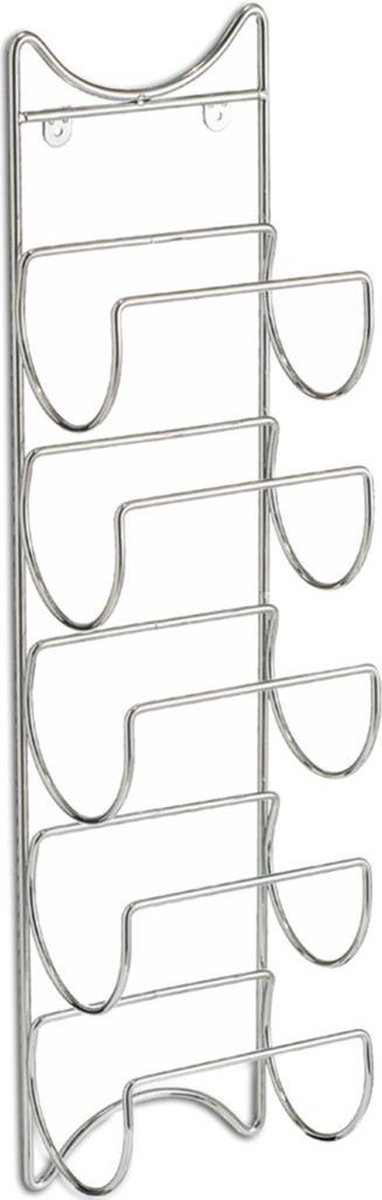 Zilver wijnflessen muurrek/wijnrek voor 5 flessen 61 cm - Zeller - Keukenbenodigdheden - Woonaccessoires/decoratie - Wijnflesrekken/wijnflessenrekken/wijnrekken - Rek/houder voor wijnflessen