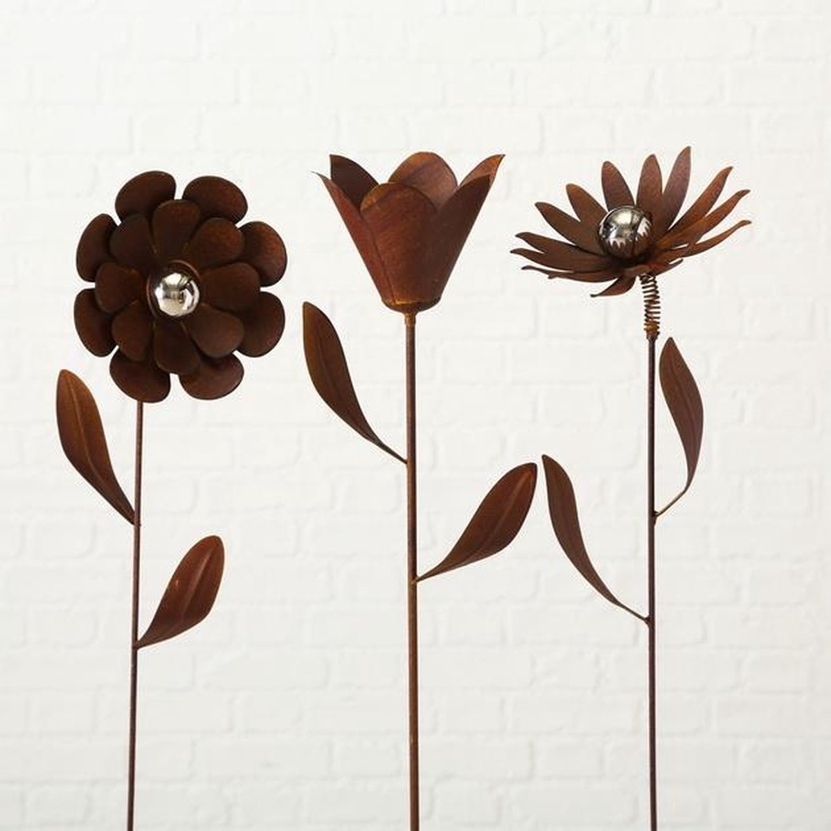Set Van 5 Metalen Zonnebloem Tuinstekers - Realistische Tuindecoratie 10x30cm