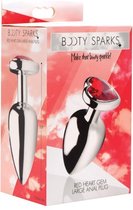 XR Brands - Booty Sparks - Red Heart Gem Anal Plug Large - Red