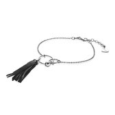 ZINZI zilveren armband rond zwart kwastje ZIA1432