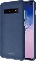 Azuri Samsung Galaxy S10 hoesje - Zand textuur backcover - Blauw