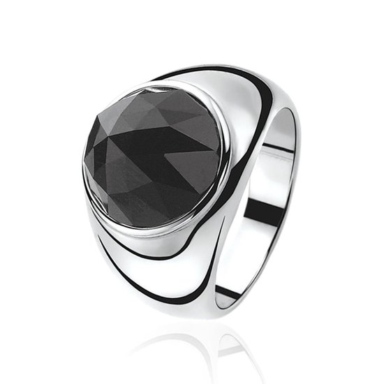 Zinzi - Zilveren Ring - Zwart Swarovski Kristal - Maat 62 (ZIR556Z62)