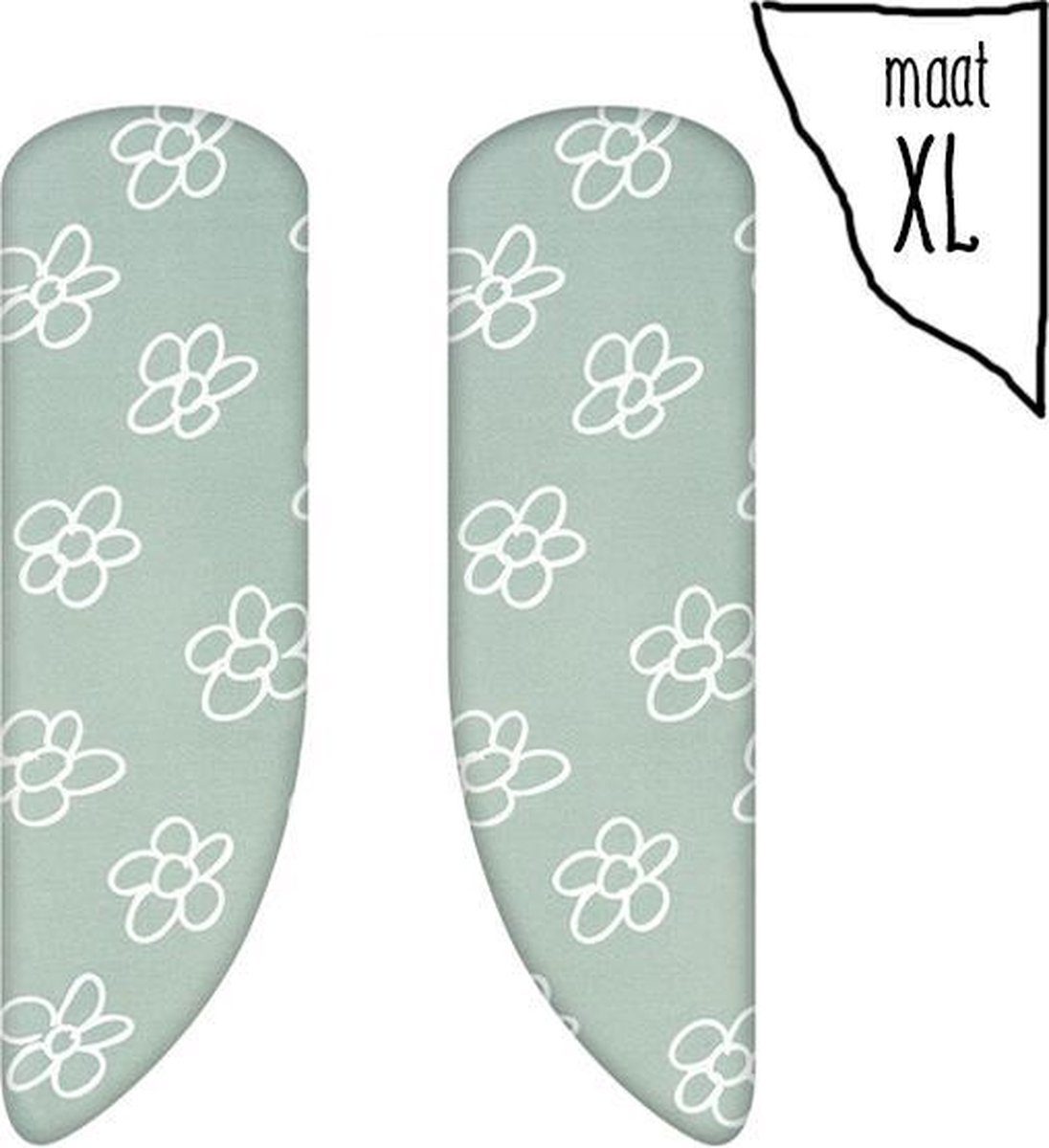 Strijkplankhoes A-symmetrisch - Bloemen Groen - maat XL