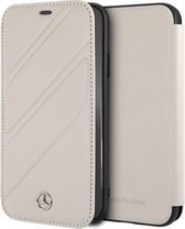 Mercedes Benz cuir Bookcase cas iPhone XR - Grijs