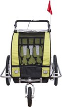 Kinderfietskar 2 in 1 Jogger en wandelwagen 360° Groen/ Zwart/ Wit