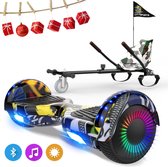 Evercross 6.5 inch Hoverboard met Flits Wielen, Elektrische Zelfbalancerende Scooter + TAOTAO moederbord,Bluetooth Speaker,LED verlichting - Hiphop + Hoverkart Camouflage