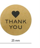 40x Sticker | THANK YOU | kraft met hartje | 25 mm