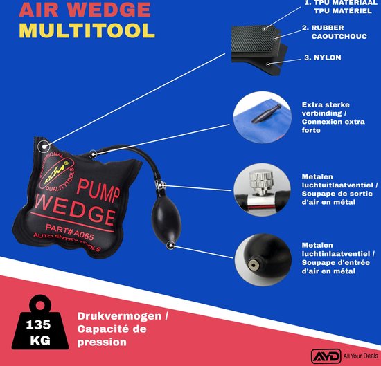 Air Wedge Opblaasbaar Montagekussen Multitool Wig Luchtkussen