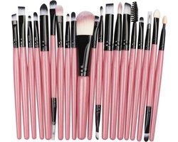 20Stuks Make-Up Kwasten Set Roze Zwart Oogschaduw Foundation Poeder Eyeliner Wimper Lip Make Up Borstel Cosmetische beauty Tool Kit Hot