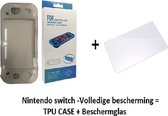 COMBI SET = Silicone hoes ZWART  + 9H gehard tempered glas screen protector volledige bescherming - Nintendo SWITCH LITE - Mangry