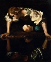 Michelangelo Merisi da Caravaggio, Narcissus, 1597-1599 op canvas, afmetingen van dit schilderij zijn 75x100 cm