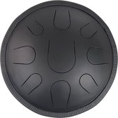 LIDAH® Steel Tongue Drum - AkeBono Zephyr Series - Handpan - 36 cm - voor Kinderen en Volwassenen - Lotus Yoga Klankschaal - Black