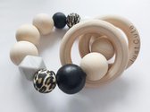 Bijtring - Just Cute - zwart - luipaard - uni - kraamcadeau - Jeff