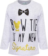 Disney Mickey Mouse Baby Shirt -Lange mouw - Grijs - Bow tie is my new signature - Maat 80 (18 maanden)