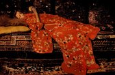 George Hendrik Breitner Girl in Red Kimono Geesje Kwak op canvas, afmetingen van dit schilderij zijn 100x150 cm