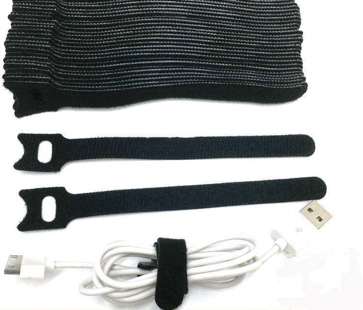 Klittenband kabelbinder-TY RAP-tie rap -20 stuks zwart-12x200 mm-bundelbandje-bindbandje- trekbandje- snelbinder,