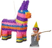 Relaxdays pinata ezel - ophangen - voor kinderen - zelf vullen - verjaardag - regenboog
