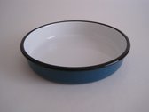 Emaille ovenschaal - rond - Ø 24 cm - blauw gespikkeld