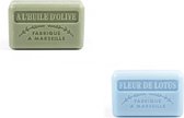 Soap bar set - zeep savon de marseille Huile d olive + Fleur de lotus 2x125 gr.