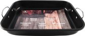 Zwarte ovenbraadpan/braadslede 39 x 29 cm RVS - Vlees braden - Braadpannen - Braadsledes
