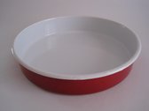 Emaille ovenschaal - rond - Ø 28 cm - rood gespikkeld