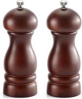 Peper en Zoutmolen Set Donker Hout Pepermolen en Zoutmolen - 14 cm