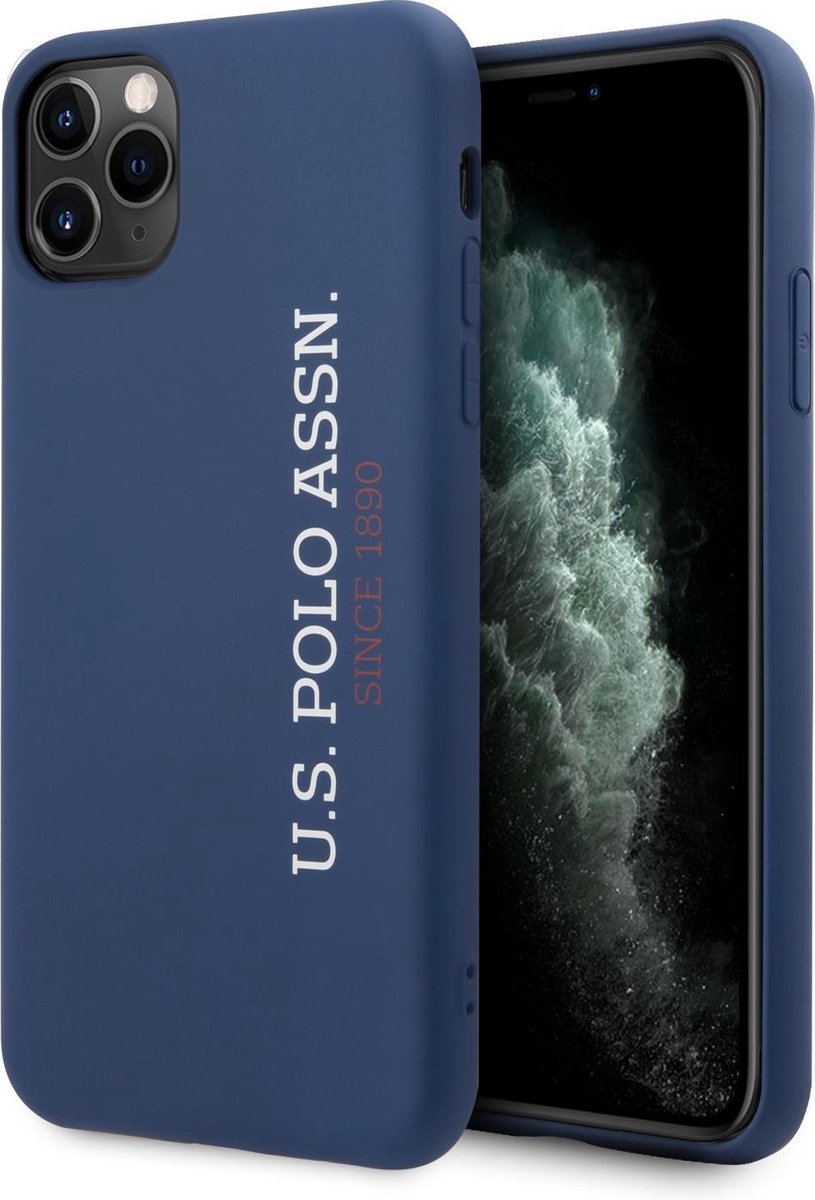 US Polo Apple iPhone 11 Pro Blauw Backcover hoesje - verticaal Logo