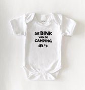 Baby Rompertje met tekst ‘ De bink van de camping’ | Maat 56 | Vakantie | Camping | Kamperen