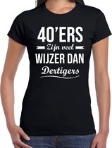 40ers zijn veel wijzer dan dertigers verjaardags t-shirt zwart voor dames S