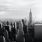 Schilderij - New York City skyline in zwart en wit, Empire state building, 3 maten, print op canvas,