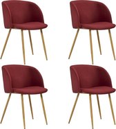 Eetkamerstoelen set 4 stuks Rood met gouden poten  (Incl LW anti kras viltjes) - Eetkamer stoelen - Extra stoelen voor huiskamer - Dineerstoelen – Tafelstoelen