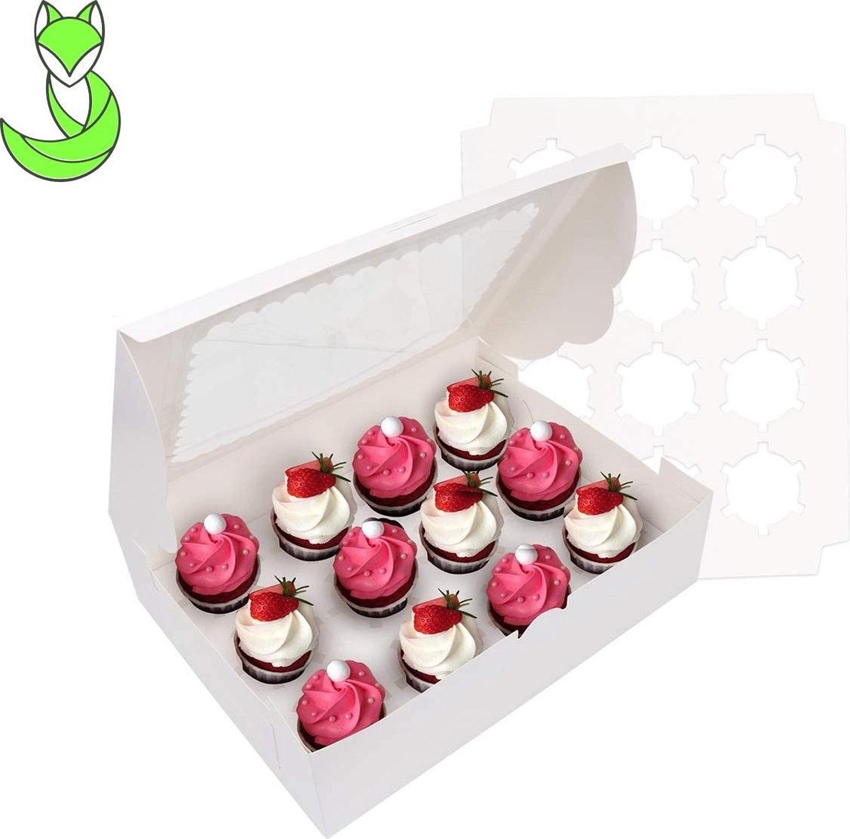 Taartdozen Cupcake Doos 12 cupcakes Diamond Bakery - Wit - Bakkerij Dozen