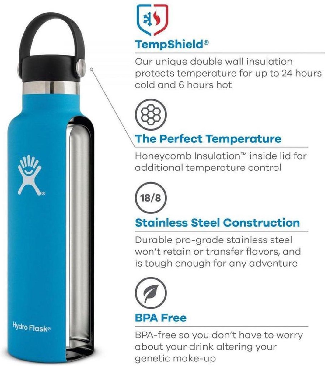 Hydro Flask Standard Mouth Flex Cap Drinkfles (621 ml) - Wit – foto 4