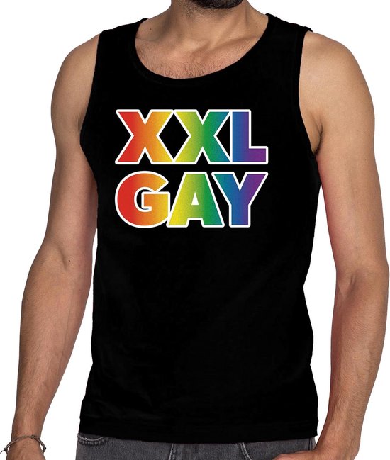 Regenboog gay pride / parade XXL Gay zwarte tanktop voor heren - LHBT evenement tanktops kleding L