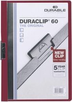 Klemmap Durable Duraclip A4 6mm 60 vellen rood | 25 stuks