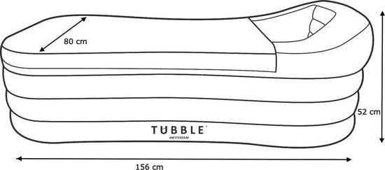 Tubble® Royale Opblaasbaar bad - Opblaasbad – Opvouwbaar Bad Voor Volwassenen tot 188cm - IJsbad - Zitbad - 255L - Tubble