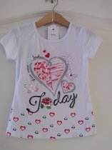 Meisjes T-shirt Hart wit 134/140