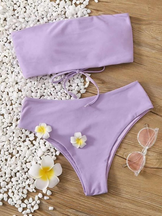 Bikini dames met hoge taille in lila paars | SHEIN | maat M | bol.com
