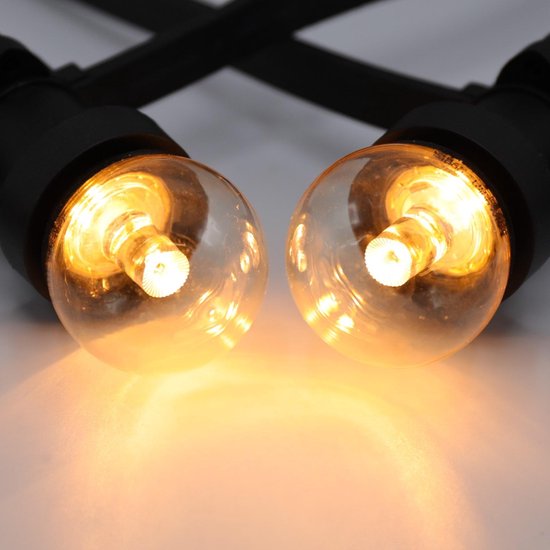 Lichtsnoer - 50 meter 100 lampen - 1,5W LED lampen met lens - van kaarslicht... | bol.com