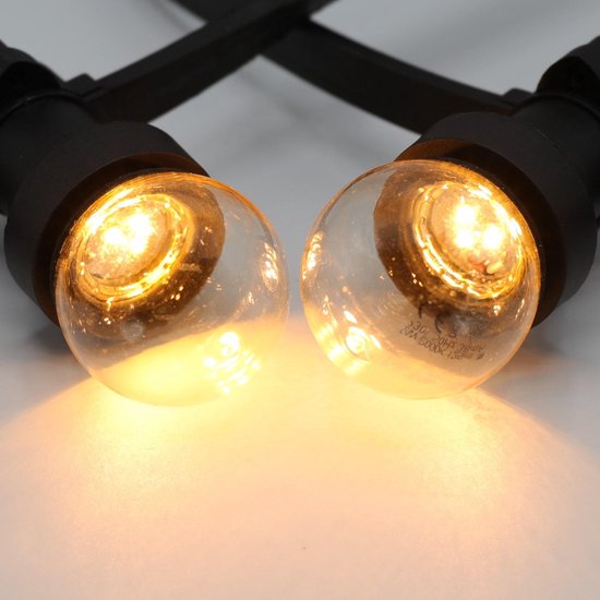 Lichtsnoer - dimbaar - 50 meter met 100 lampen - 2W LED lampen met LED in bodem - kleur van kaarslicht (2000K) - dimmer met afstandsbediening