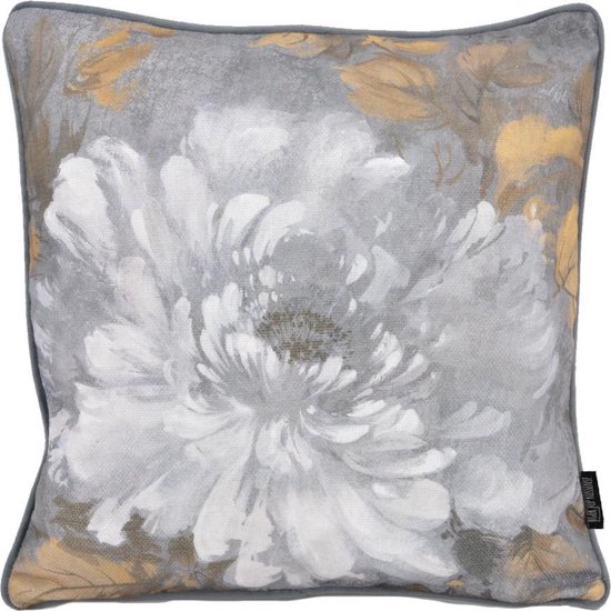 Jacquard Velvet White Flower Kussenhoes | Jacquard - Velours / Fluweel - Polyester | 45 x 45 cm