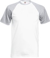 Shortsleeve Baseball T-shirt (Wit / Grijs) XL