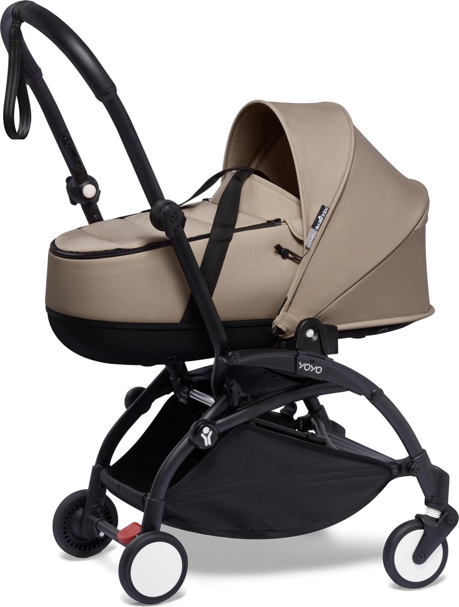 Babyzen YOYO² zwart frame met YOYO Bassinet - reiswieg - Taupe Babyzen YOYO² zwart frame met YOYO Bassinet - reiswieg - Taupe